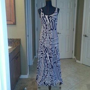 Calvin Klein Navy and White Maxi Dress